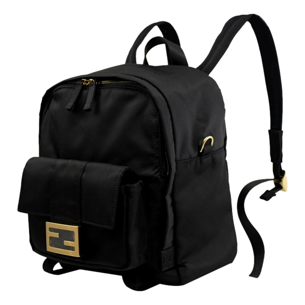 Fendi Baguette Logo Black Nylon Backpack 