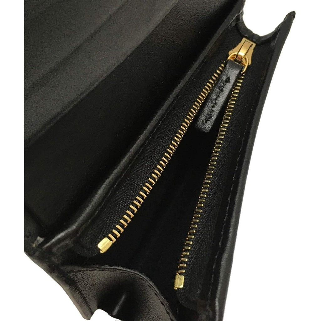 Fendi Calf Leather F Logo Blue Brown Small Bifold Wallet