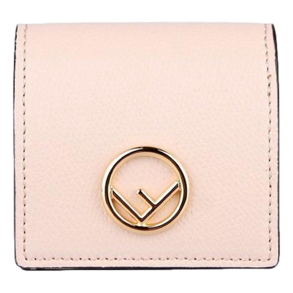 Fendi Calf Leather F Logo Poudre Pink Leather Coin Case