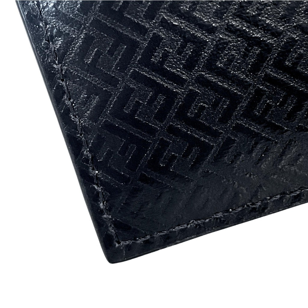 Fendi FF Logo Embossed Dark Navy Leather Card Case