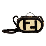 Fendi O'Lock Raffia and Leather Mini Crossbody Bag
