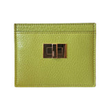 Fendi Peekaboo Kiwi Green Grained Leather Card Case Wallet