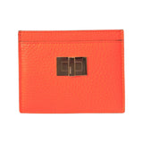 Fendi Peekaboo Orange Grained Leather Card Case Wallet