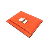 Fendi Peekaboo Orange Grained Leather Card Case Wallet