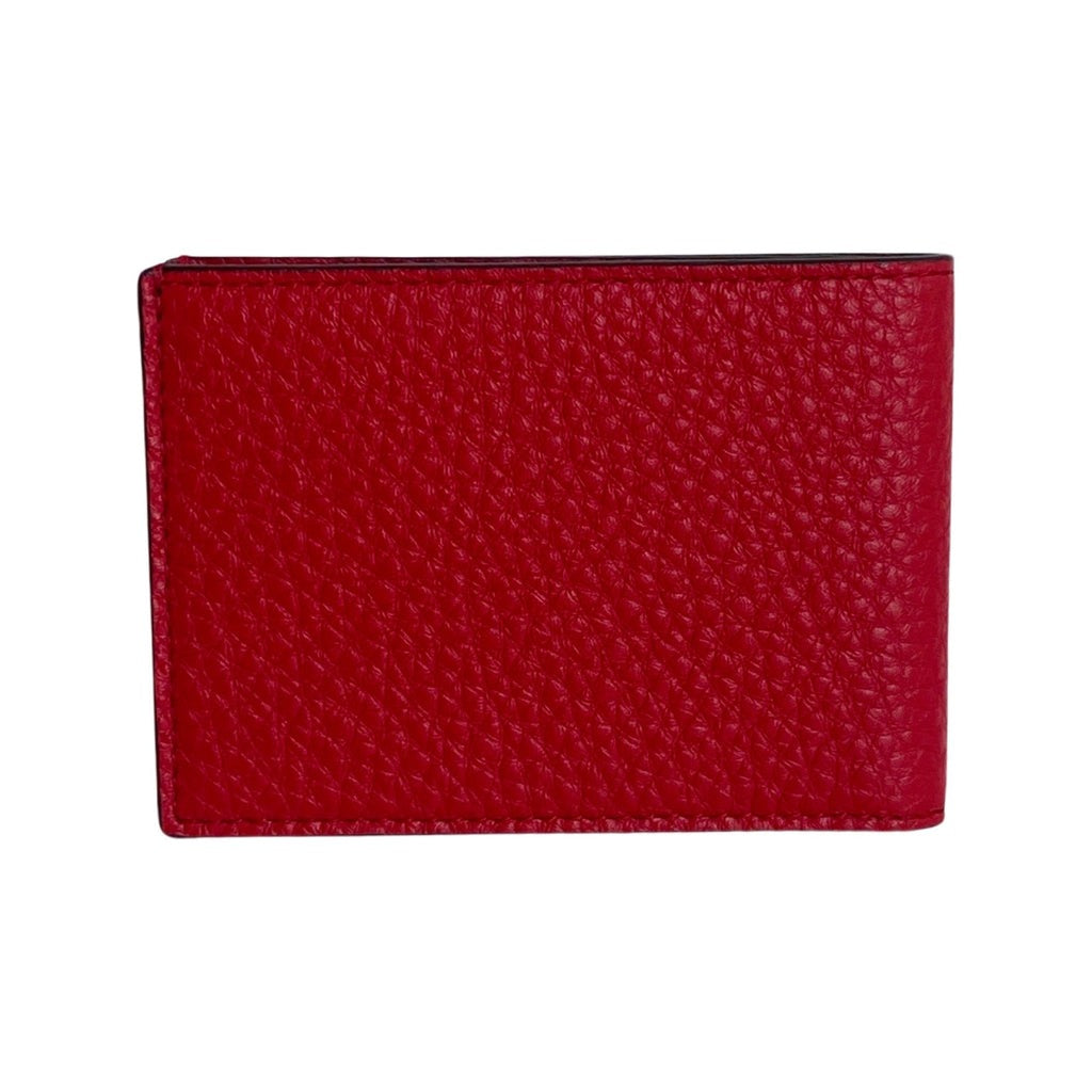 Fendi Red Grained Leather FF Logo Bifold Wallet