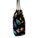Prada Cassette Print Black Nylon Convertible Shopping Tote