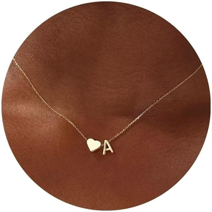 18K Gold Plated Heart Initial Necklace Mothers Day Gift for Women