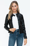 Snobbish PU Leather Zip Up Jacket with Pockets