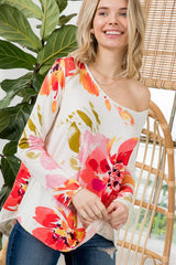 Plus Floral One Shoulder Top