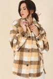 Plaid sherpa jacket with pockets