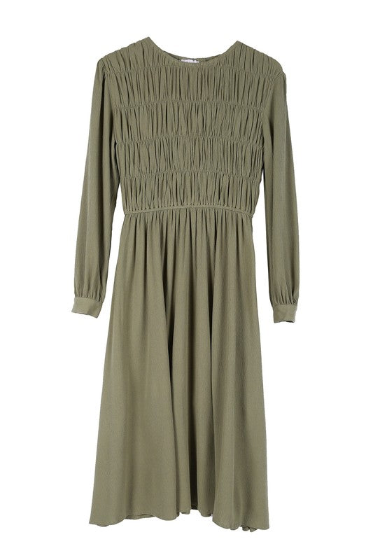Dressed Up Ruched Midi Dress 