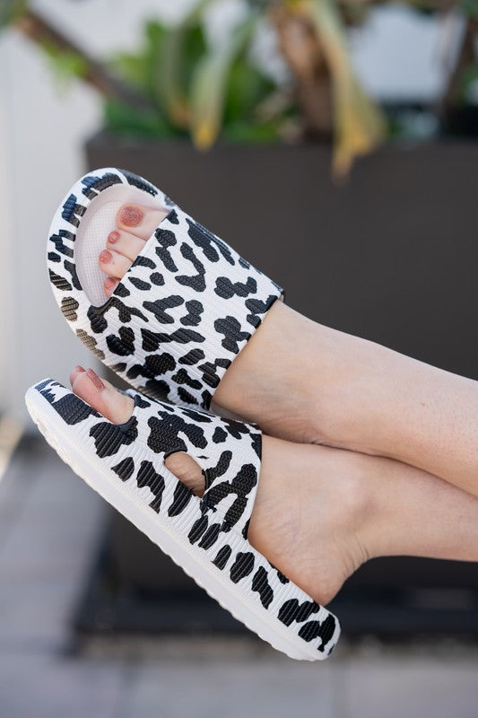 White Leopard Insanely Comfortable Slides