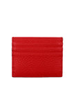 Fendi Red Calfskin Grained Leather Logo Card Case Wallet