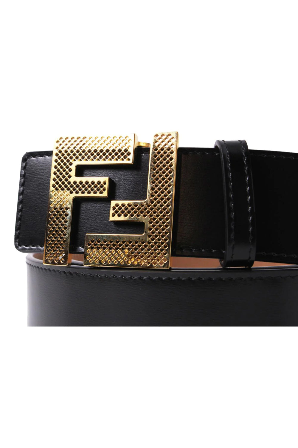 Fendi Reversible Leather Perforated Belt - Black