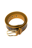 Fendi FF Logo Zucca Brown Yellow Leather Trim Belt