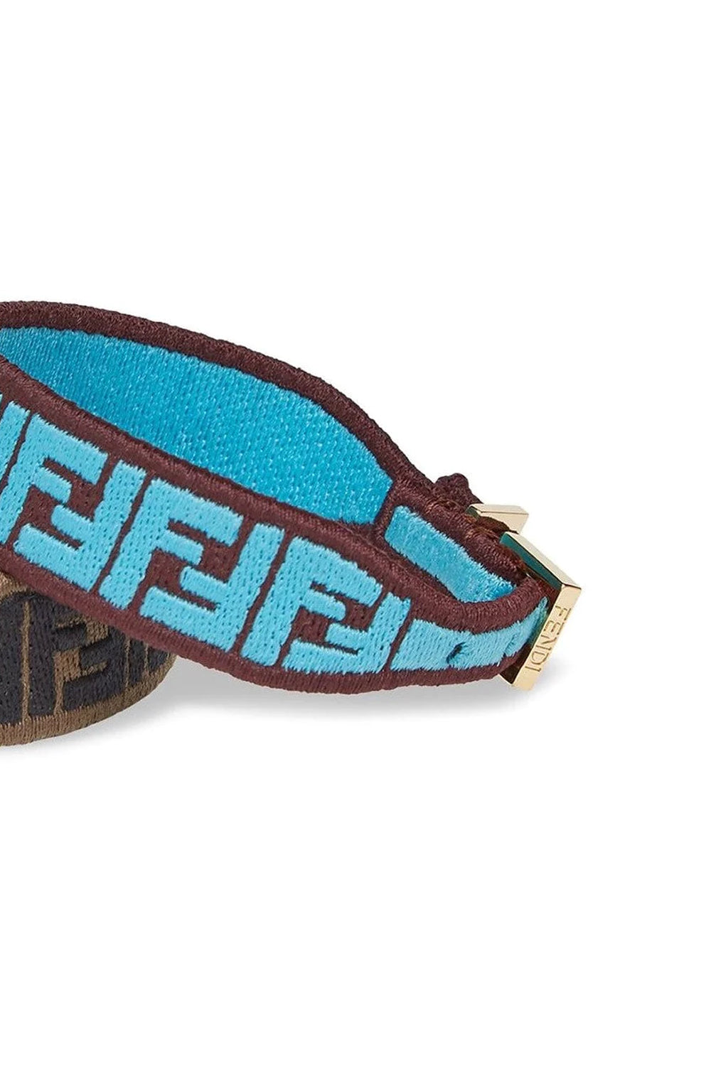 Fendi FF Embroidered Brown Cyber Blue Kit Bracelet