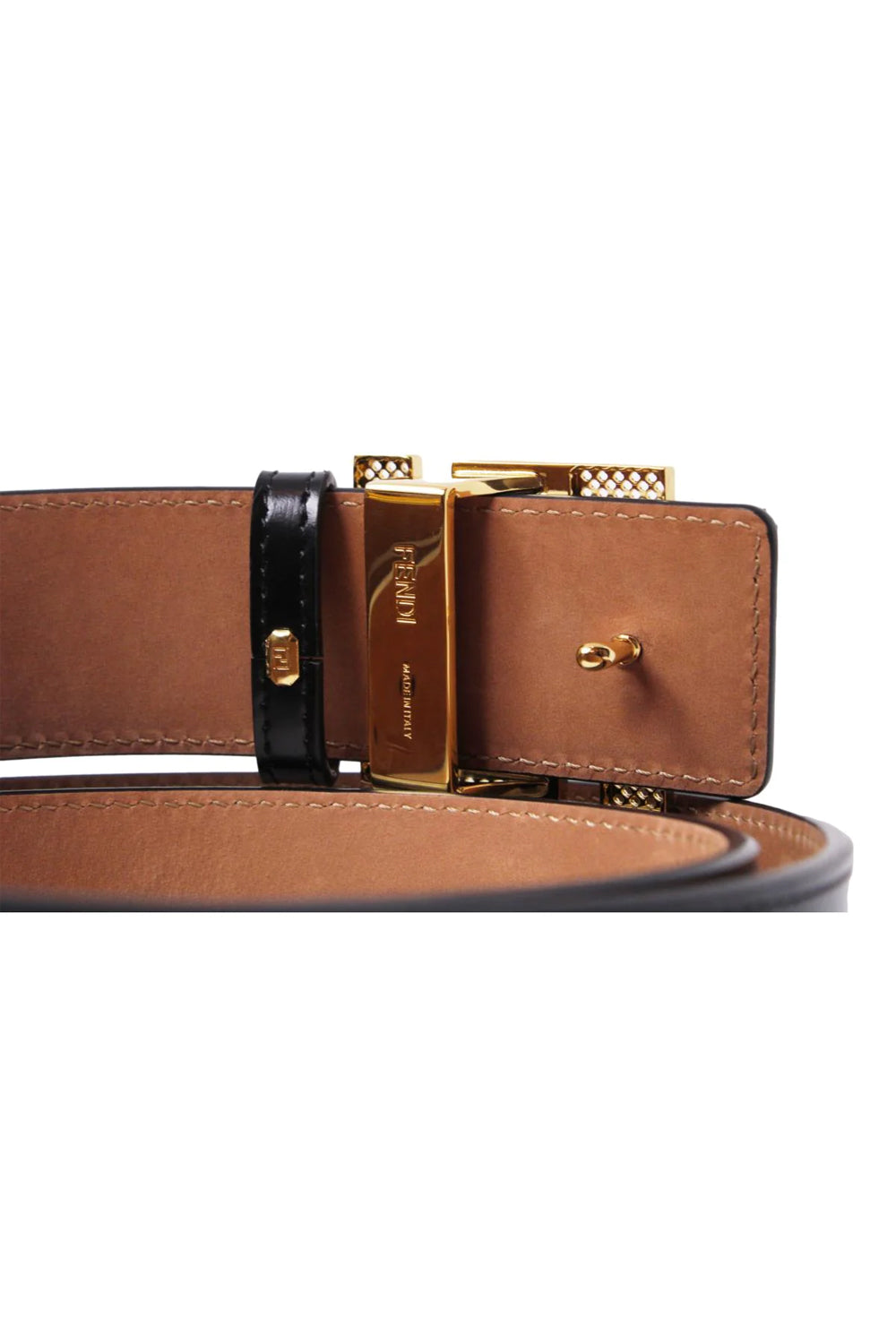 Fendi Reversible Leather Perforated Belt - Black