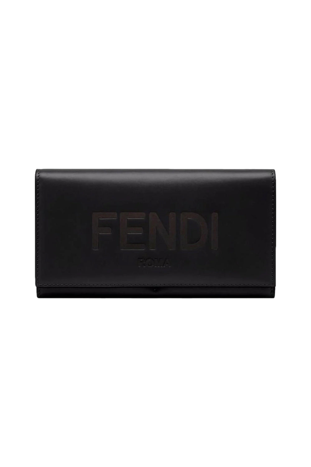 Fendi Roma Black Calfskin Leather Folded Continental Wallet