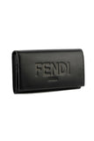 Fendi Roma Black Calfskin Leather Folded Continental Wallet