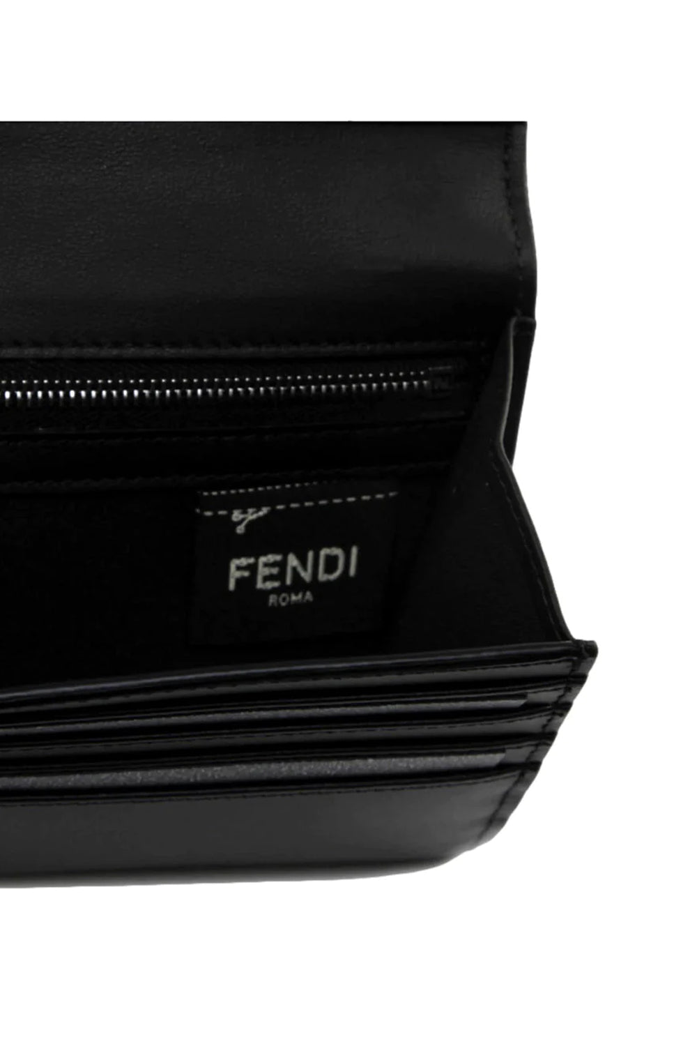 Fendi Roma Black Calfskin Leather Folded Continental Wallet