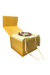 Fendi The Fendista Leather Fuchsia Orange Band Bangle Bracelet