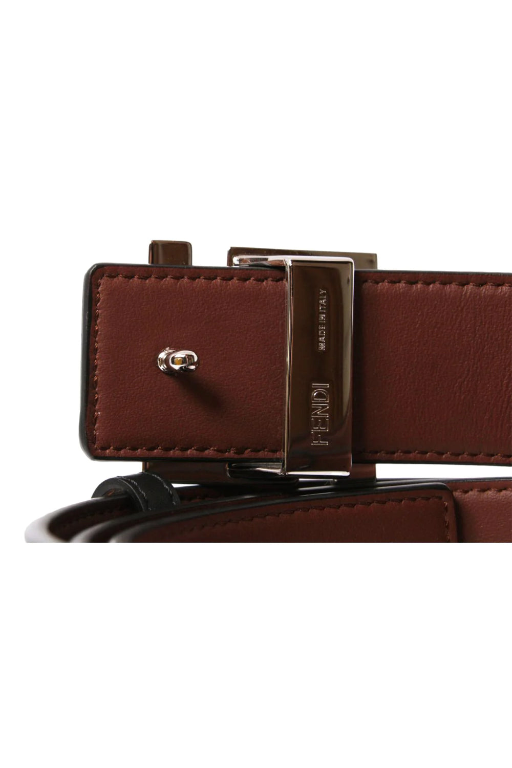 Fendi Reversible Leather Pearl FF Buckle Belt