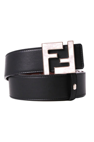 Fendi Reversible Leather Pearl FF Buckle Belt