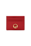 Fendi F Logo Fragola Red Leather Card Case Wallet