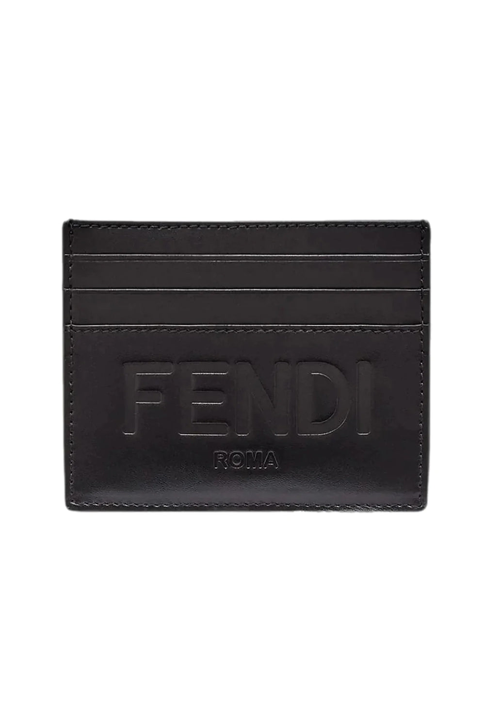 Fendi Roma Calfskin Embossed Logo Card Case Wallet