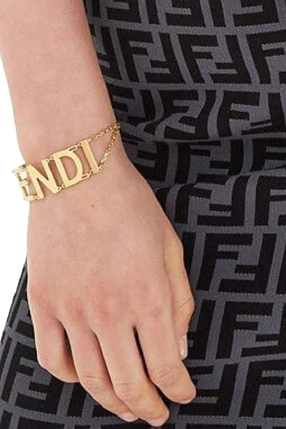 Fendi Gold-tone Letter Logo Chain Bracelet