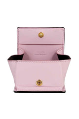 Fendi Calf Leather F logo Lavanda Pink Leather Coin Case