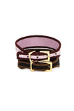 Fendi FF Embroidered Brown Lavender Kit Bracelet