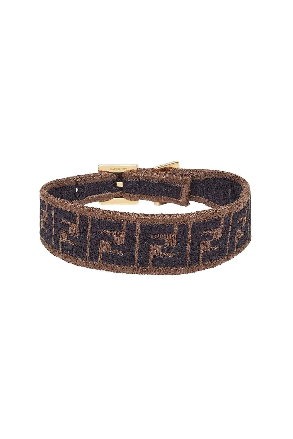 Fendi FF Embroidered Brown Lavender Kit Bracelet