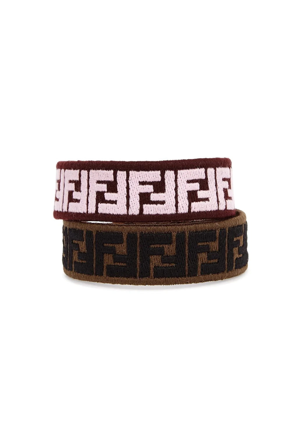 Fendi FF Embroidered Brown Lavender Kit Bracelet