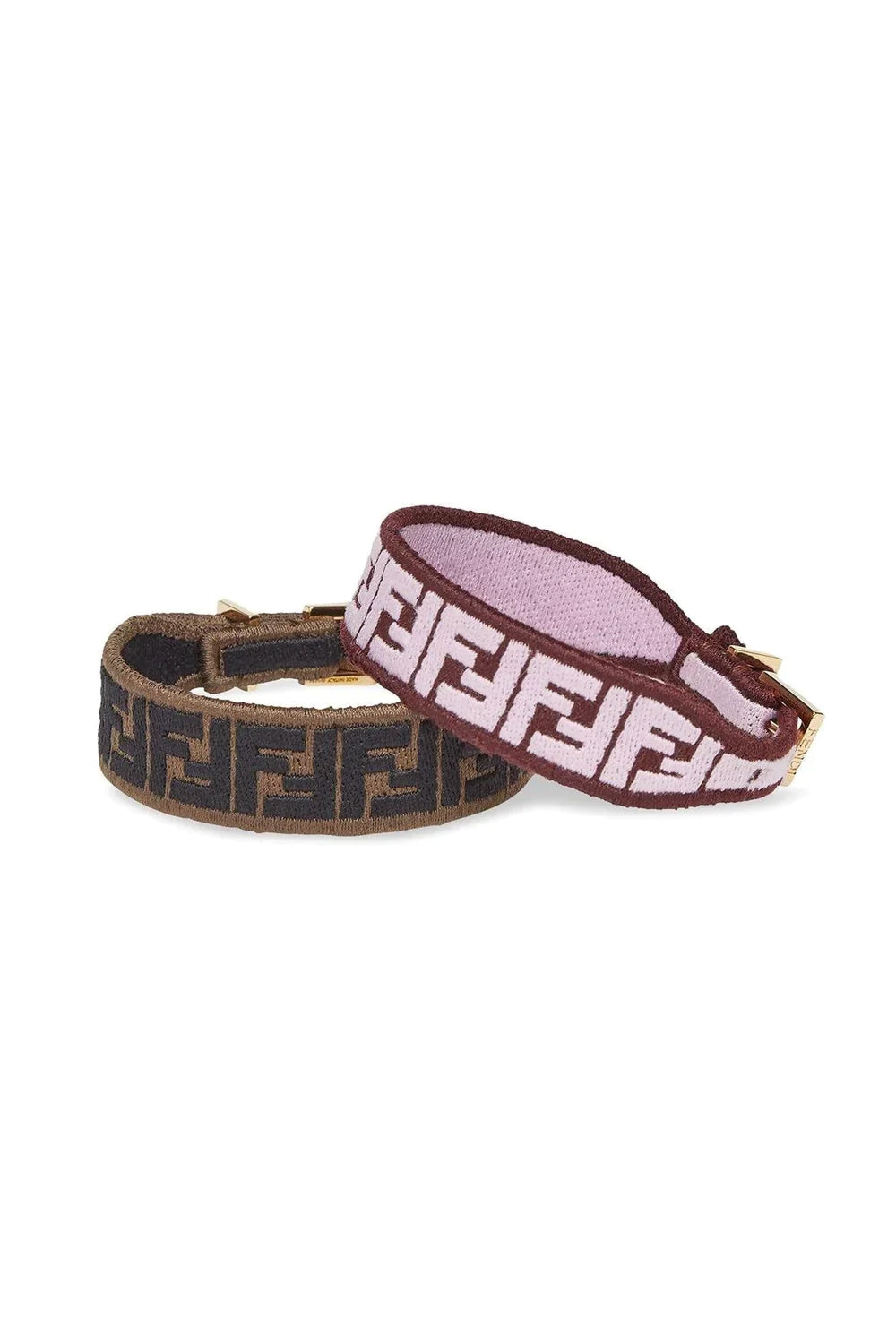 Fendi FF Embroidered Brown Lavender Kit Bracelet