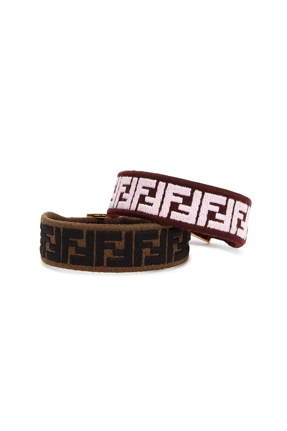 Fendi FF Embroidered Brown Lavender Kit Bracelet