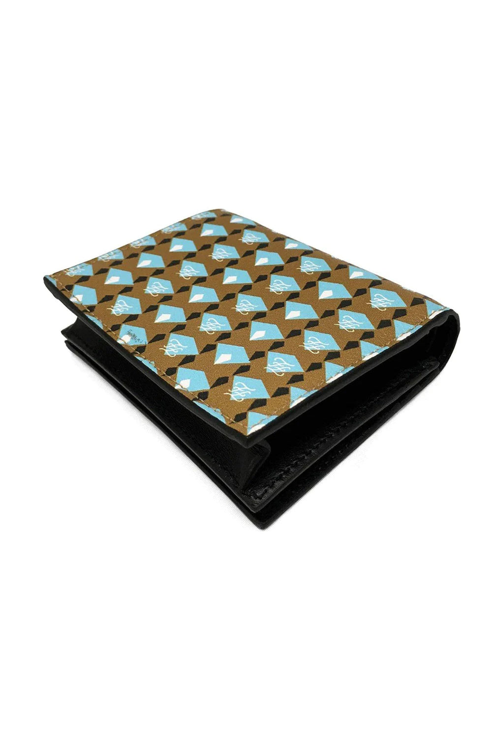 Fendi Calf F Logo Blue & Brown Bifold Leather Wallet