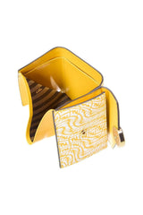 Fendi F Vertigo Print Small Trifold Leather Wallet - Yellow
