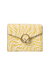 Fendi F Vertigo Print Small Trifold Leather Wallet - Yellow