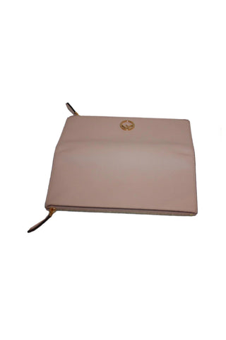 Fendi F Light Rose Calf Leather Double Zip Long Wallet