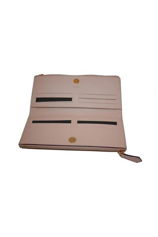 Fendi F Light Rose Calf Leather Double Zip Long Wallet