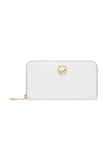 Fendi F Calfskin Leather Zip Around Long Wallet - White