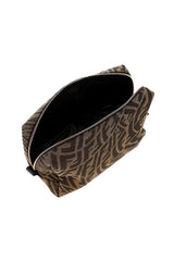 Fendi FF Vertigo Brown Coated Canvas Small Beauty Pouch
