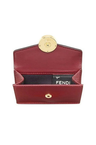 Fendi Calf Leather F Logo Barola Micro Trifold Wallet