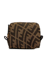 Fendi FF Vertigo Brown Coated Canvas Small Beauty Pouch