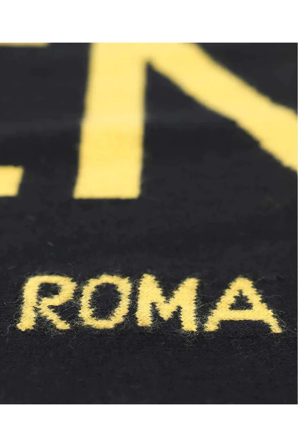 Fendi Roma Knitted Wool & Cashmere Black Yellow Logo Scarf