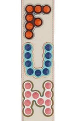 Fendi Camelia Beige Studded "FUN" Leather Shoulder Strap