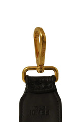 Fendi Strap You Black Glazed Fabric Shoulder Strap
