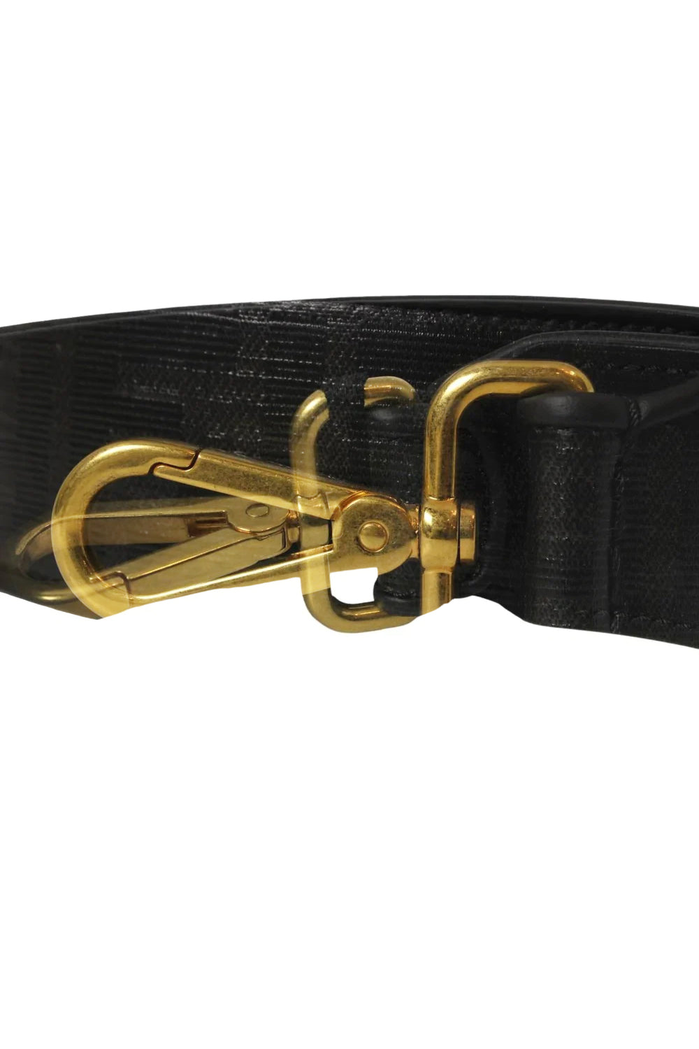 Fendi Strap You Black Glazed Fabric Shoulder Strap