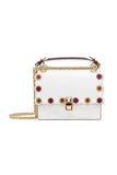 Fendi Womens Kan I White Flowers Shoulder Bag